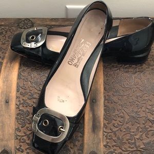 Ferragamo Patent Leather Buckle Pump